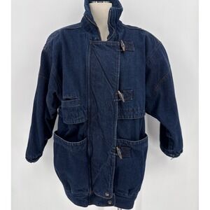 Vintage Andy Johns Womens Dark Denim Jacket Size Large 80's 90's Streetwear